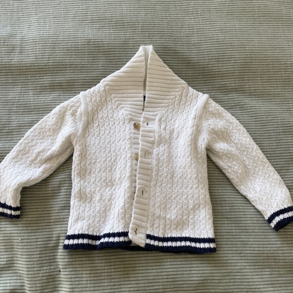 Janie and Jack white Cable knit cardigan